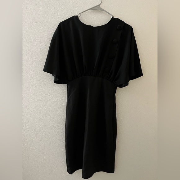 ASOS black short fitted dress with button detail short wing sleeves Size 2 - Picture 1 of 5